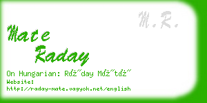 mate raday business card